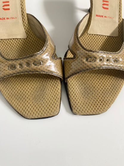 Miu Miu Camel Brown Mesh Kitten Heels