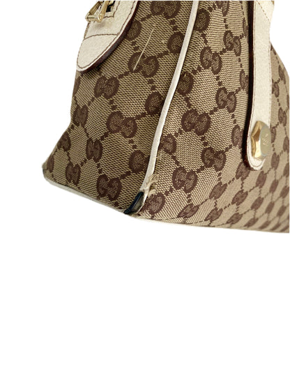 Gucci Vintage White/Beige GG Canvas Small Charmy Boston Bag