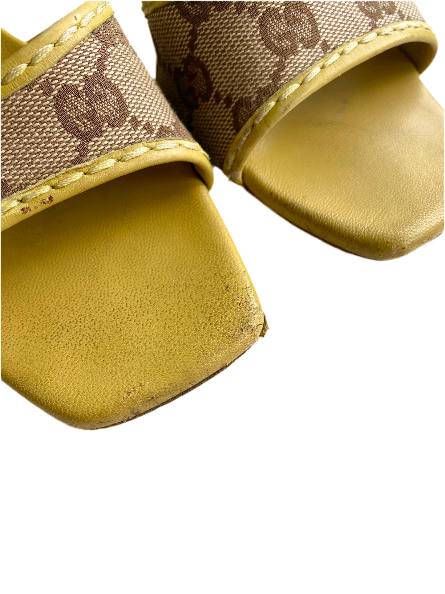 Gucci Mustard Yellow GG Monogram Mule Heels