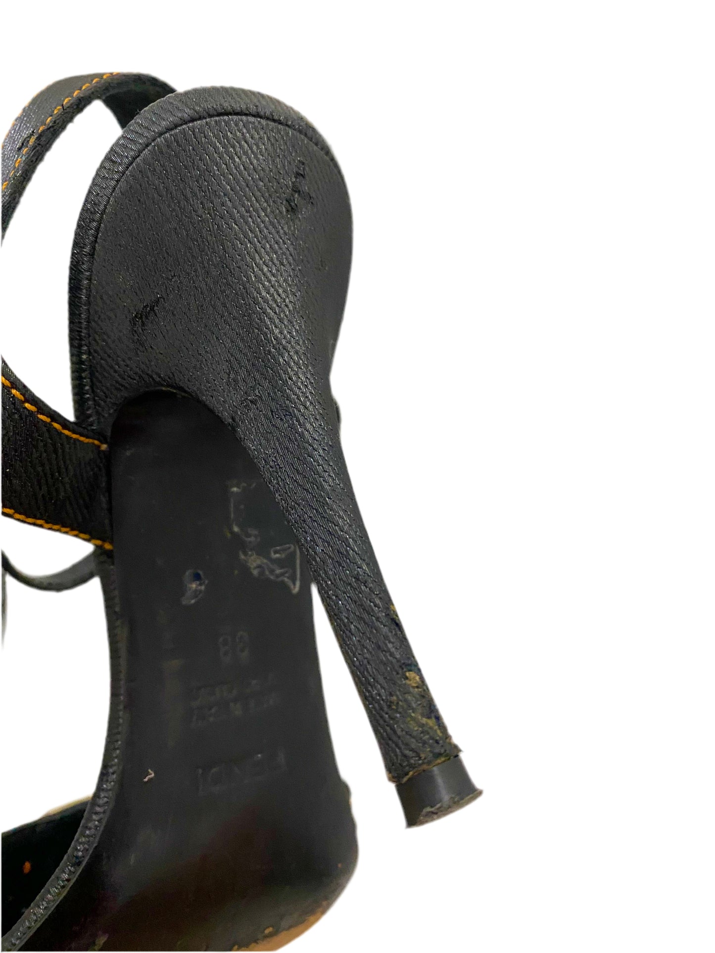 Fendi Leather Zucca Brown Heels