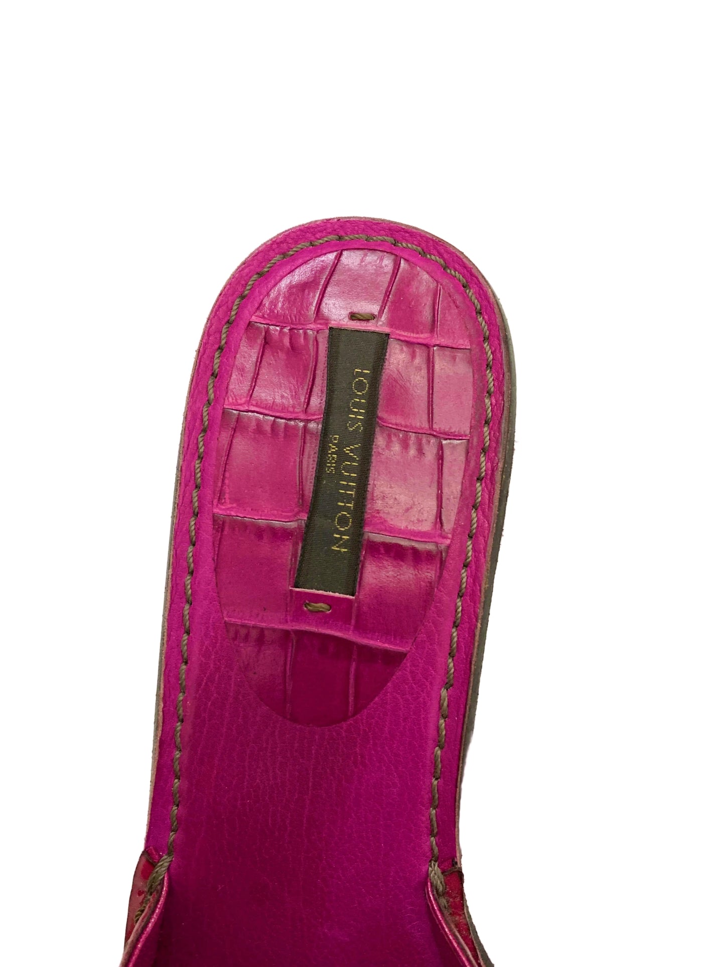 Louis Vuitton Hot Pink Gold Logo Mules