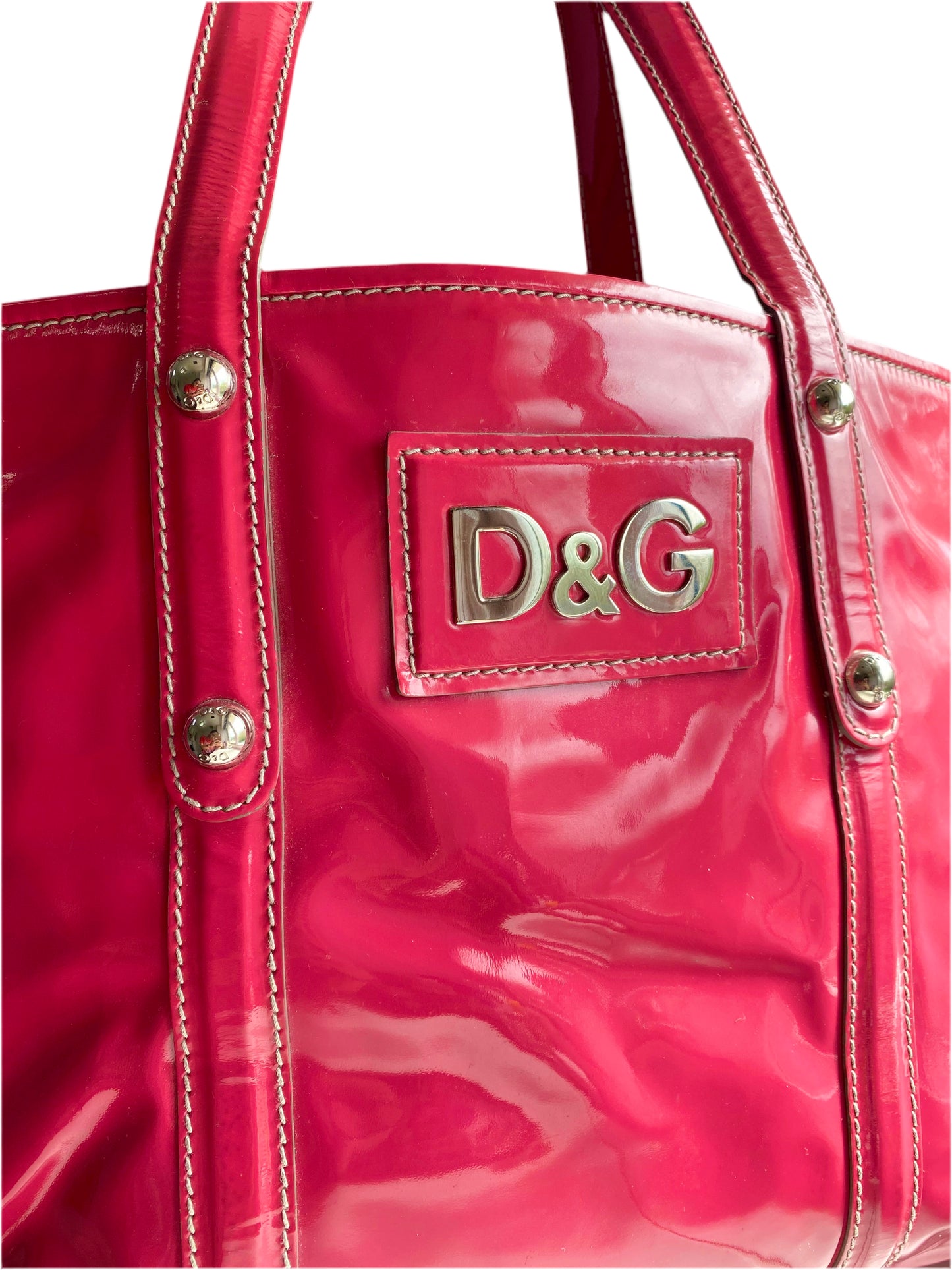 Dolce & Gabbana Vintage Hot Pink Patent Leather Tote Bag