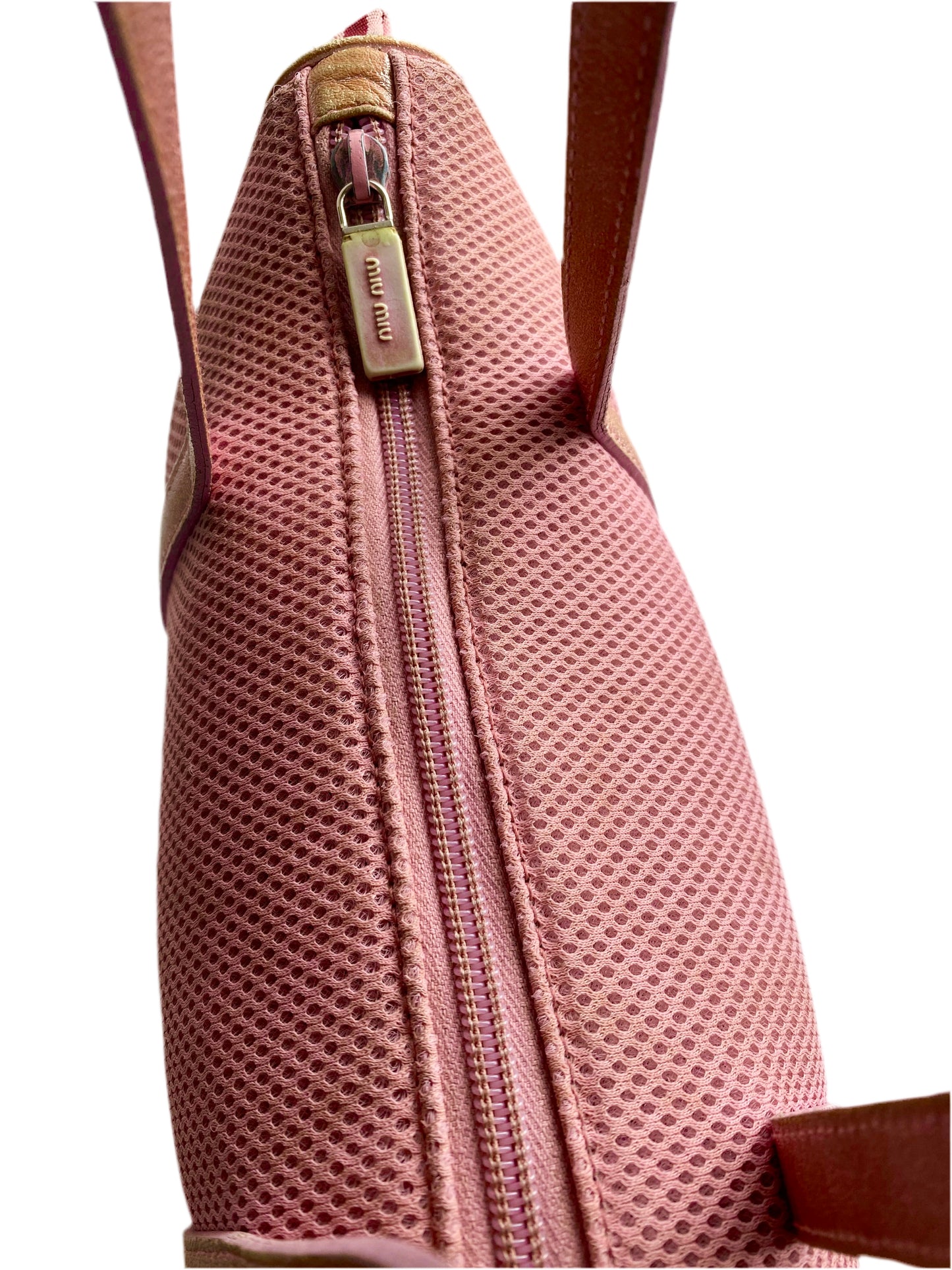 Miu Miu SS2000 Archive Metallic Pink Mesh Shoulder Bag