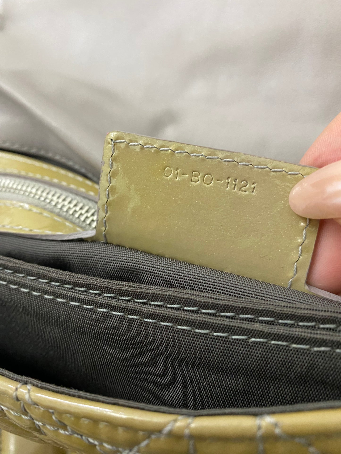 Dior Cannage Beige Patent Leather Lock Flap Shoulder Bag