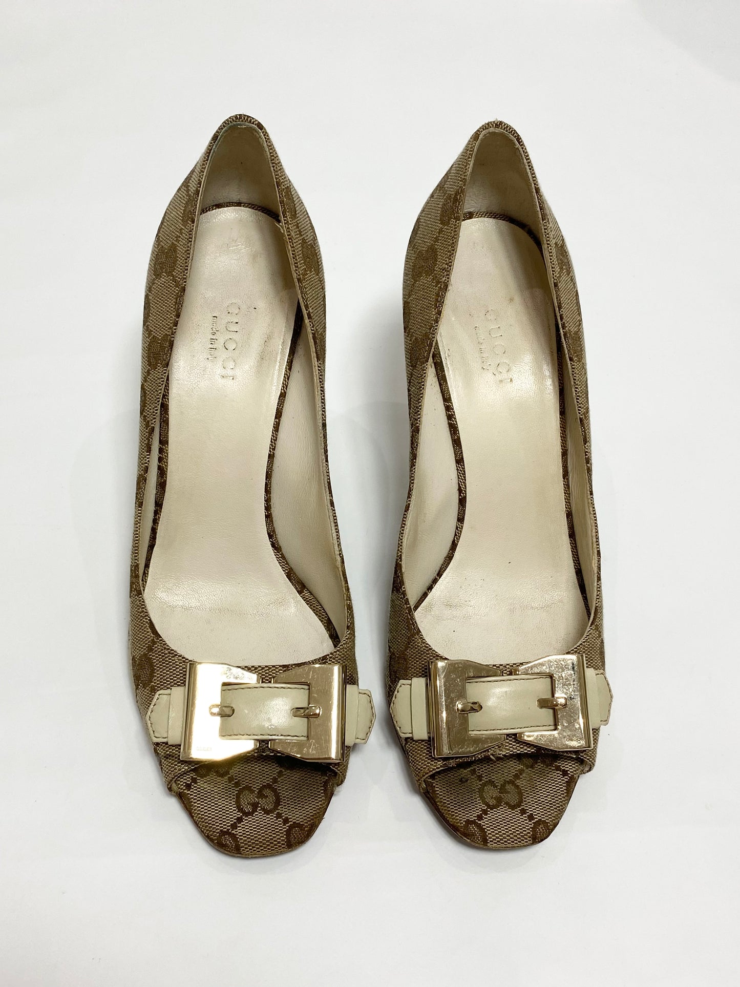 Gucci Brown & Gold Bow Heels