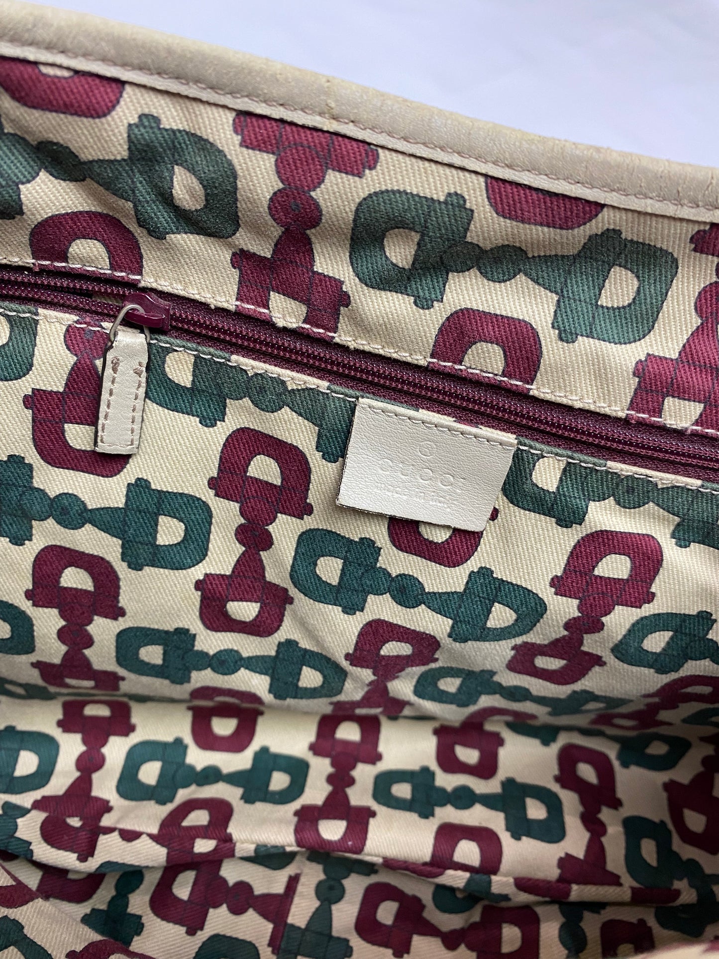 Gucci GG Canvas Cream Leather Abbey Tote Bag