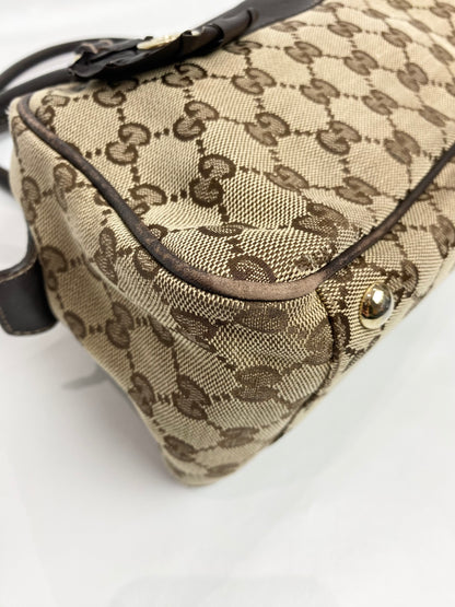 Gucci Monogram Canvas Brown Flower Boston Bag