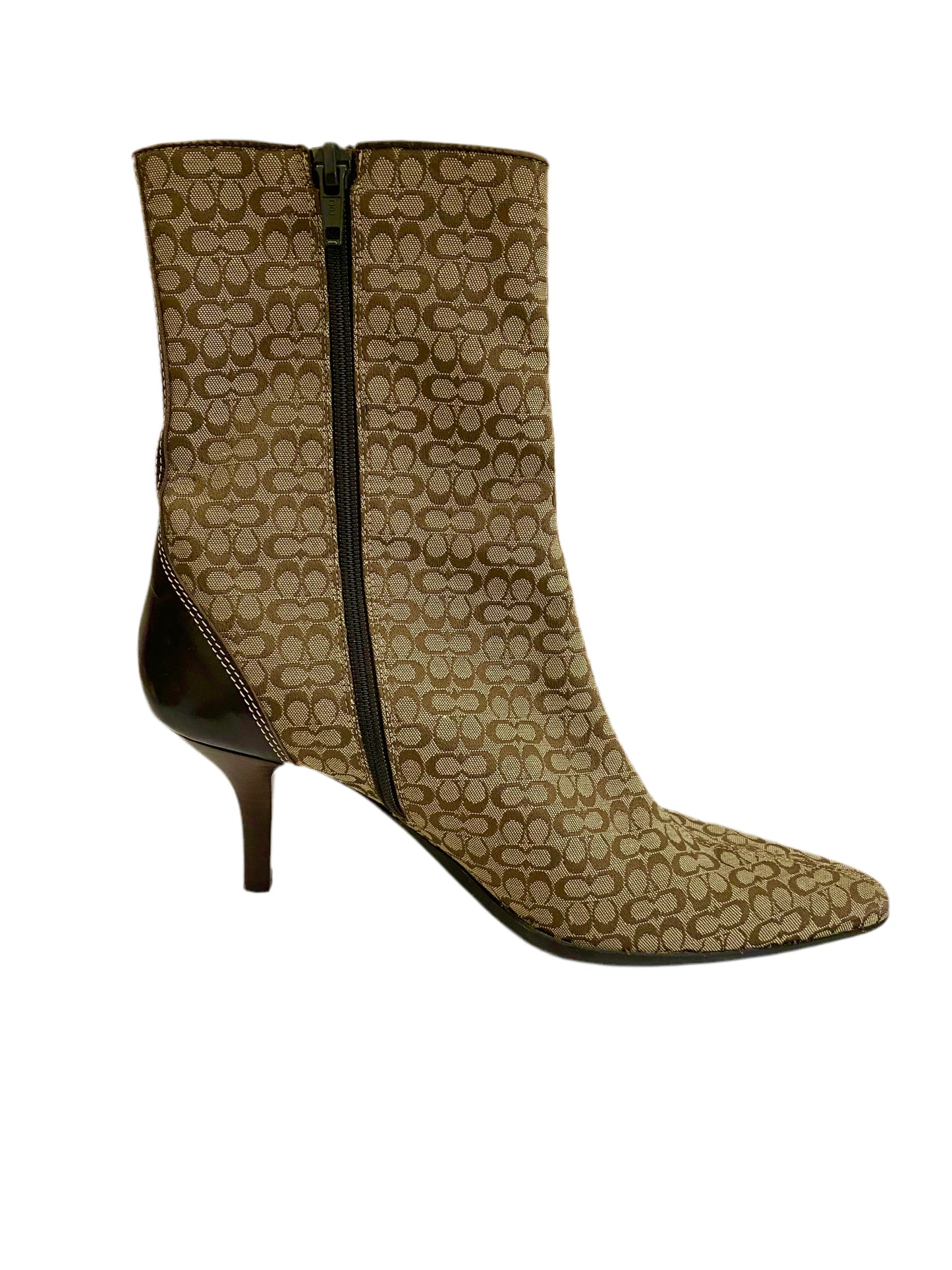 Coach Monogram Canvas Jeri Ankle Boots