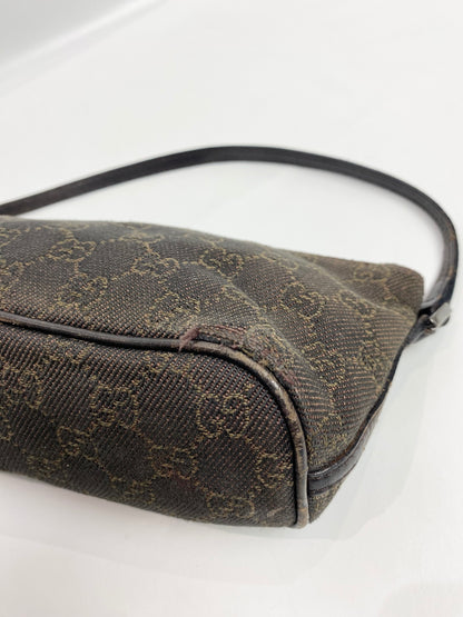 Gucci GG Monogram Dark Brown Demin Pochette Bag