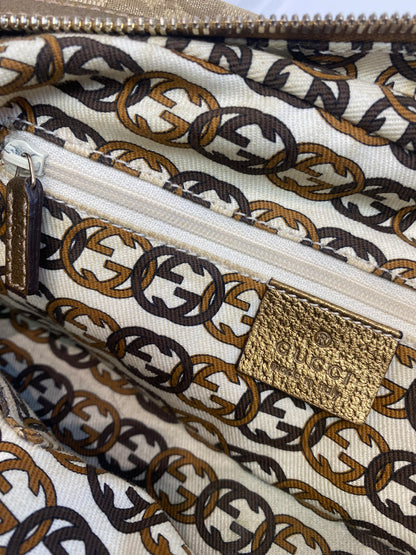 Gucci Gold Metallic Monogram Bow Princy Boston Bag