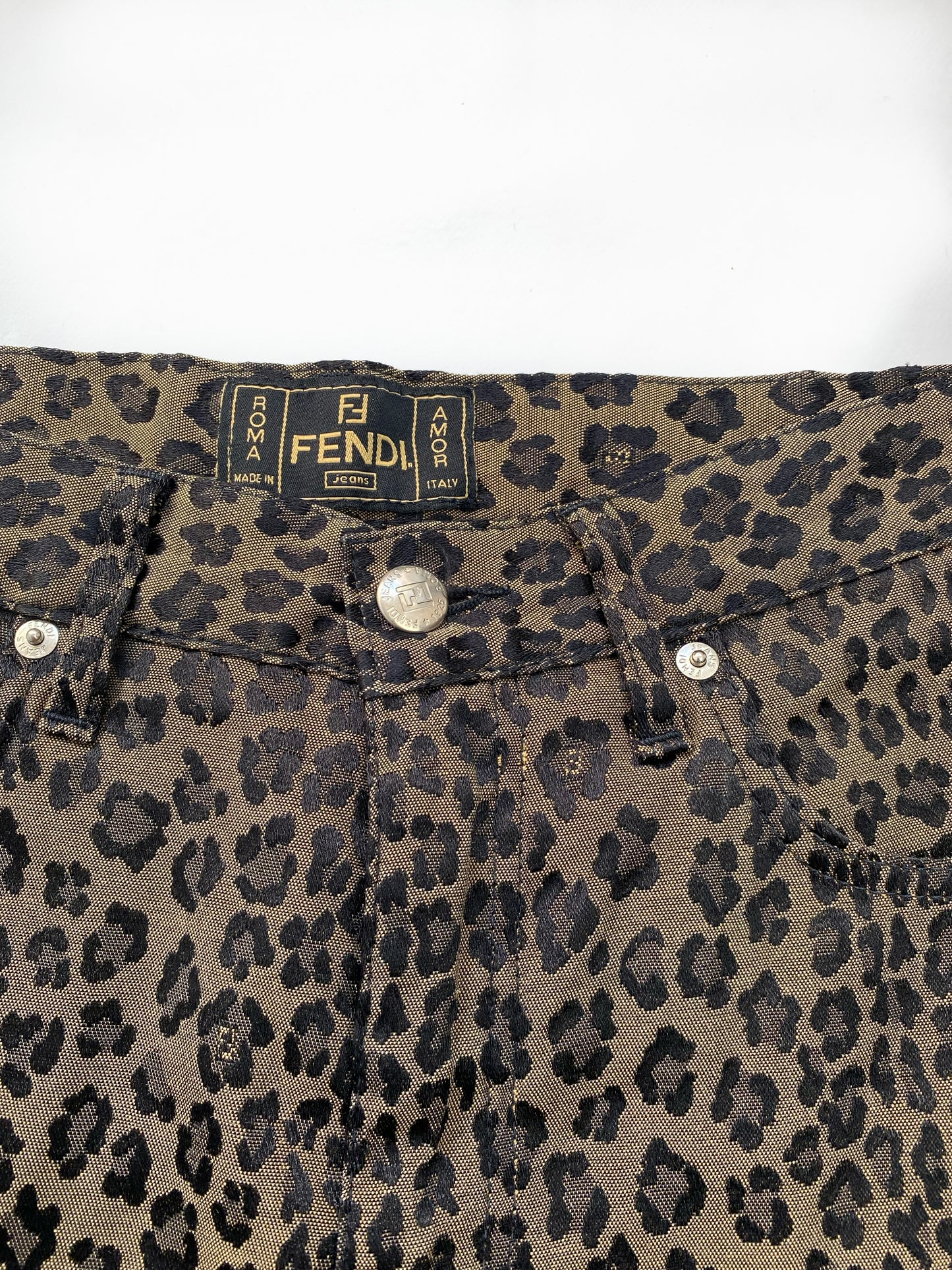 Fendi Brown Leopard Print Zucca FF Trousers
