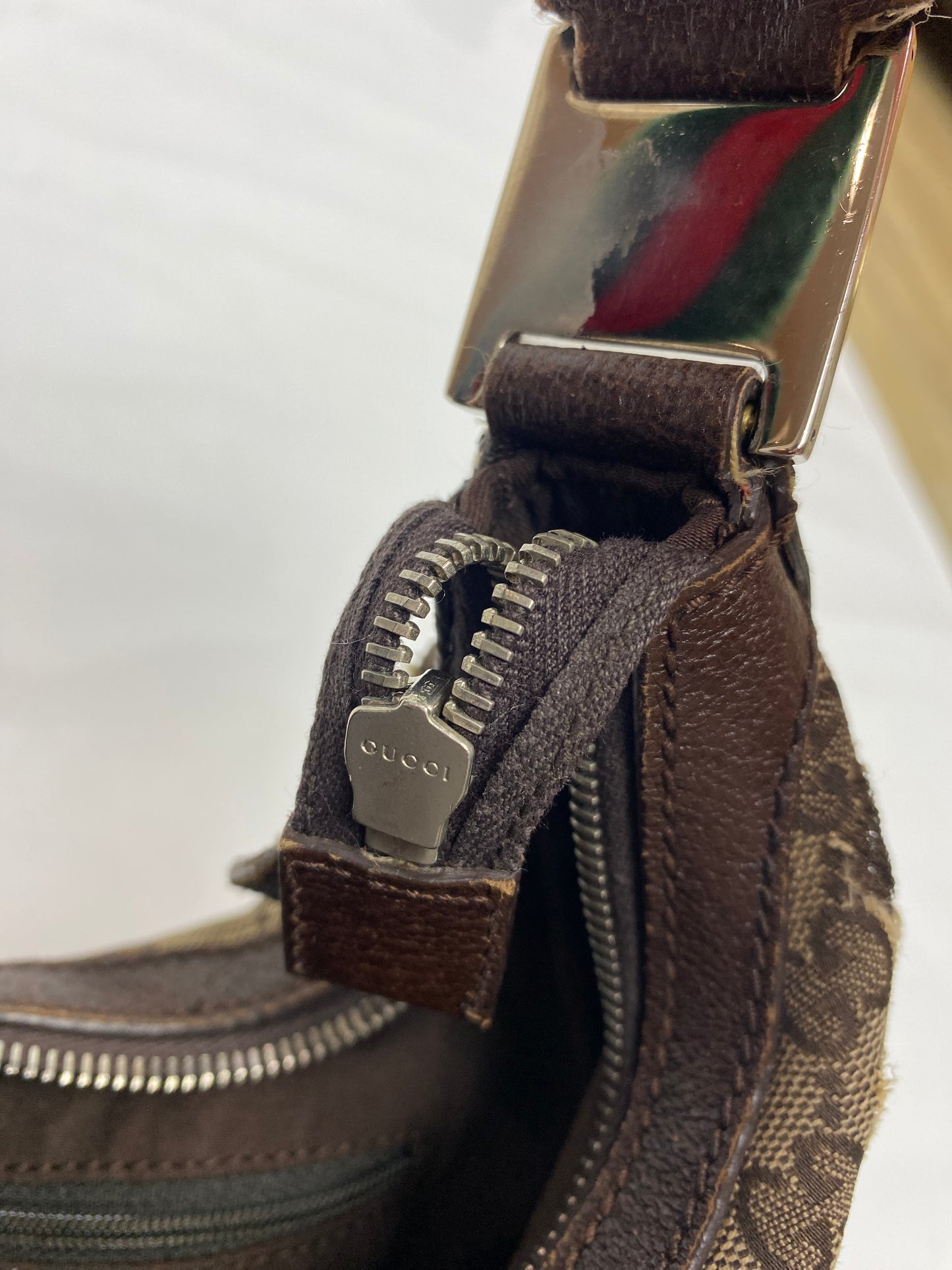 Gucci Brown Monogram Sherry Line Mini Hobo Bag