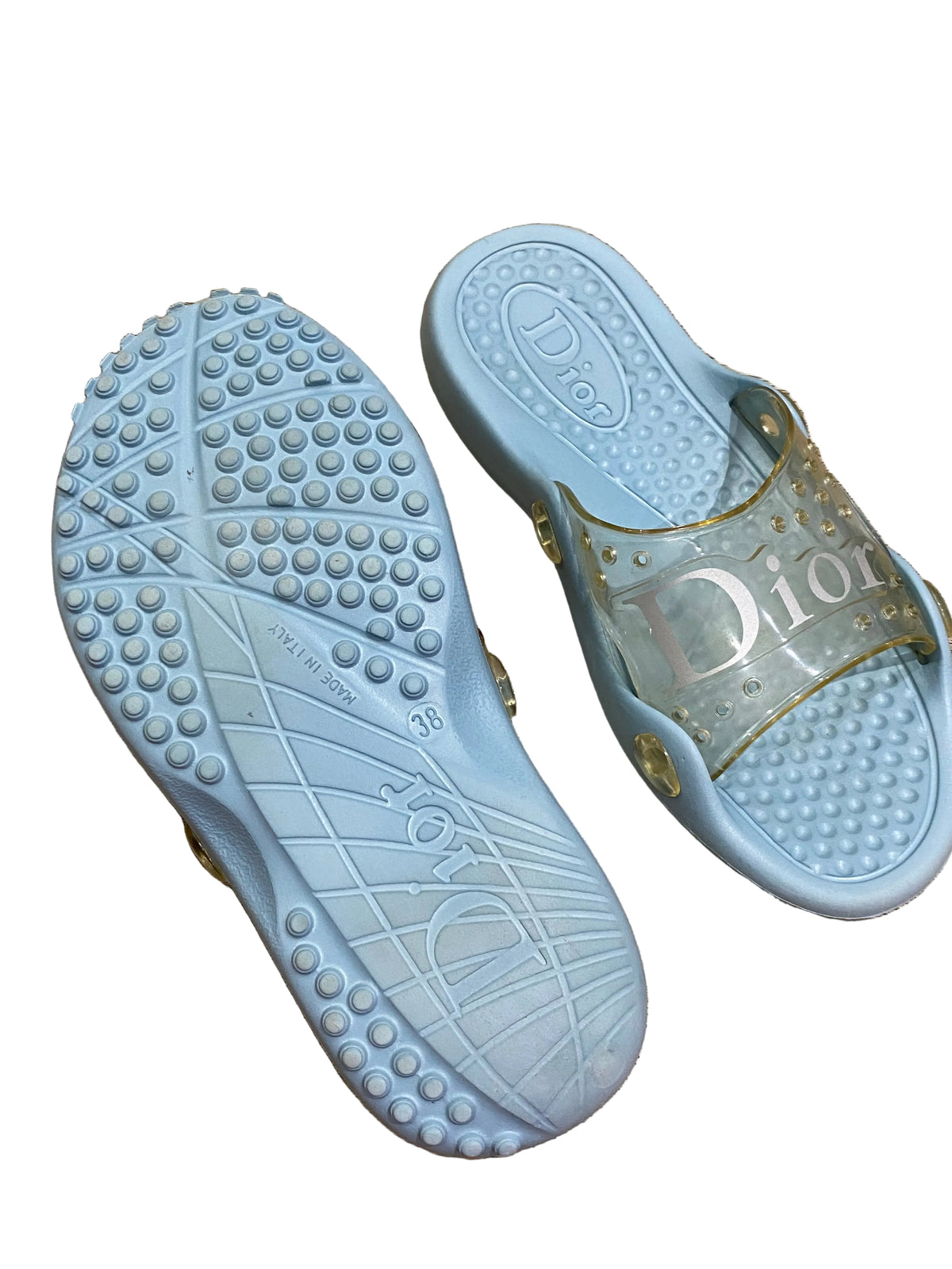 Dior Baby Blue Pool Rubber Jelly Slides