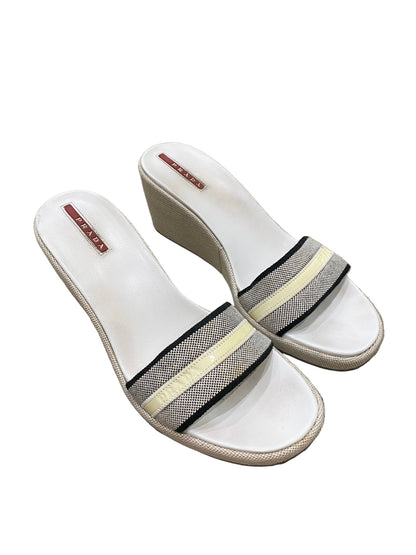 Prada Vintage Stripe Wedge Sandals