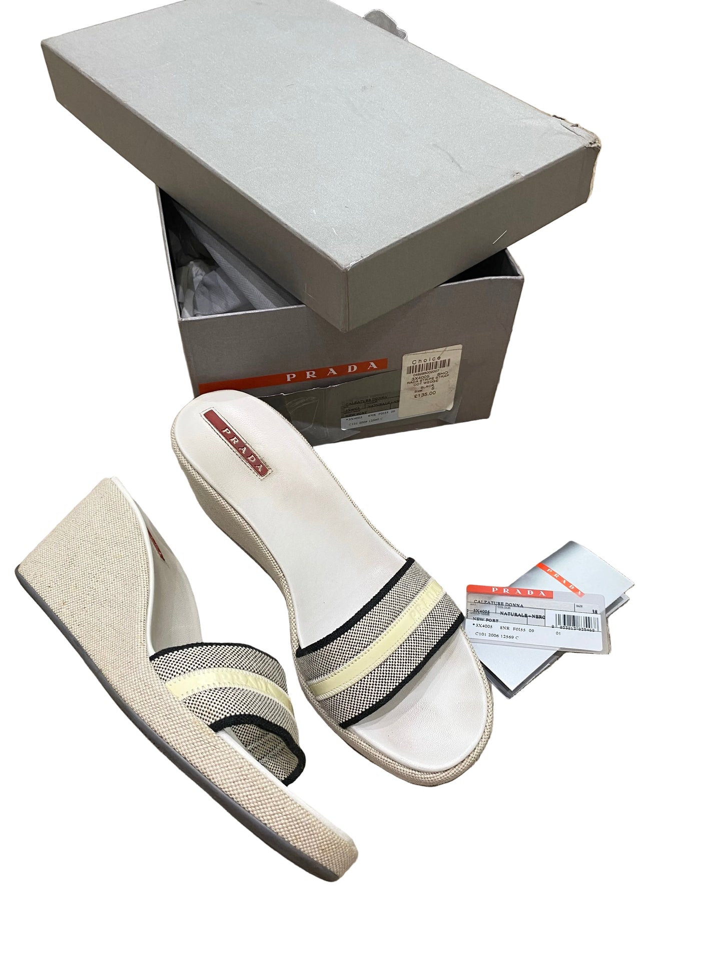Prada Vintage Stripe Wedge Sandals