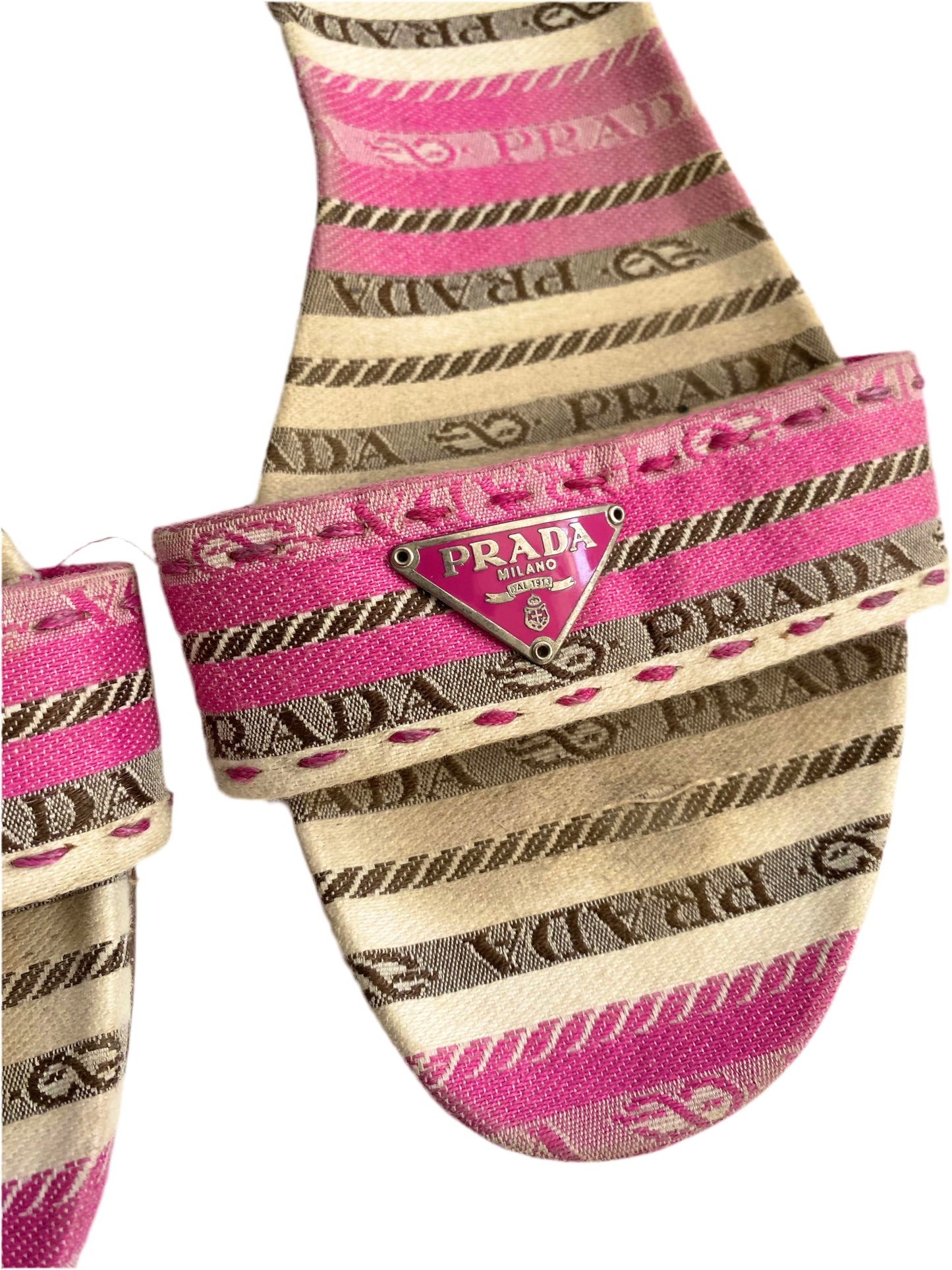 Prada Milano Pink Monogram Mule Sandal Flats