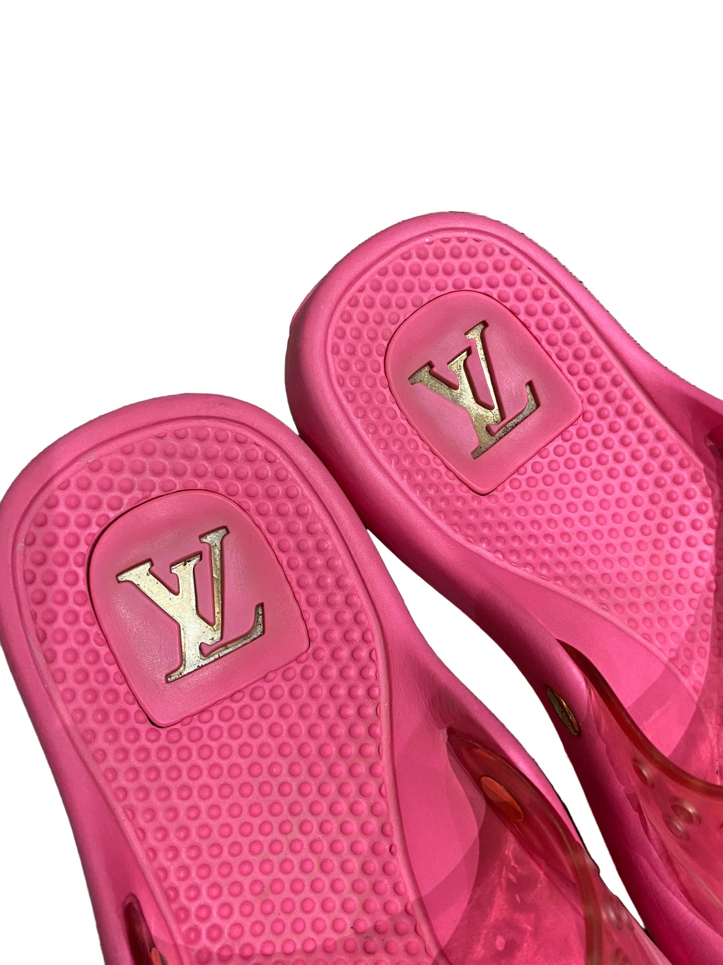 Louis Vuitton Hot Pink Pool Rubber Jelly Slides
