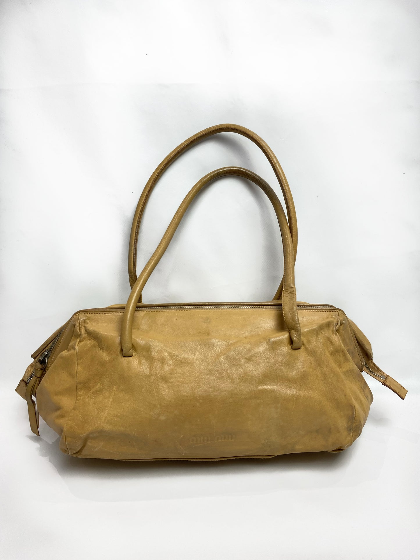 Miu Miu Camel Brown Calfskin Leather Shoulder Bag