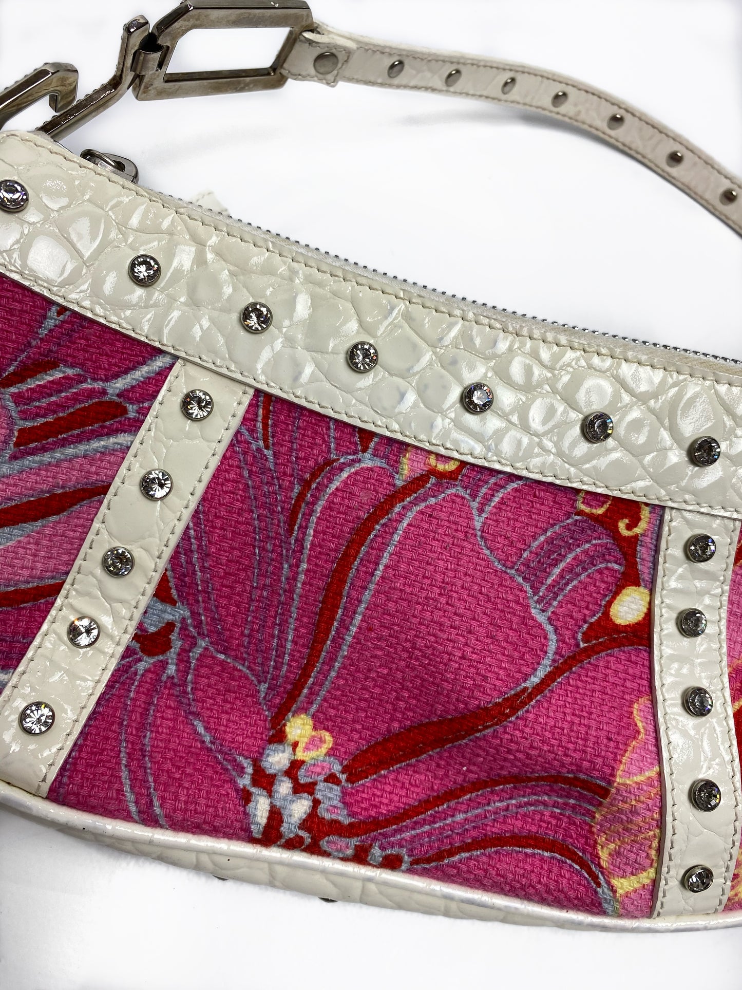 Dolce & Gabbana Swarovski Studded Pink Floral Print Bag