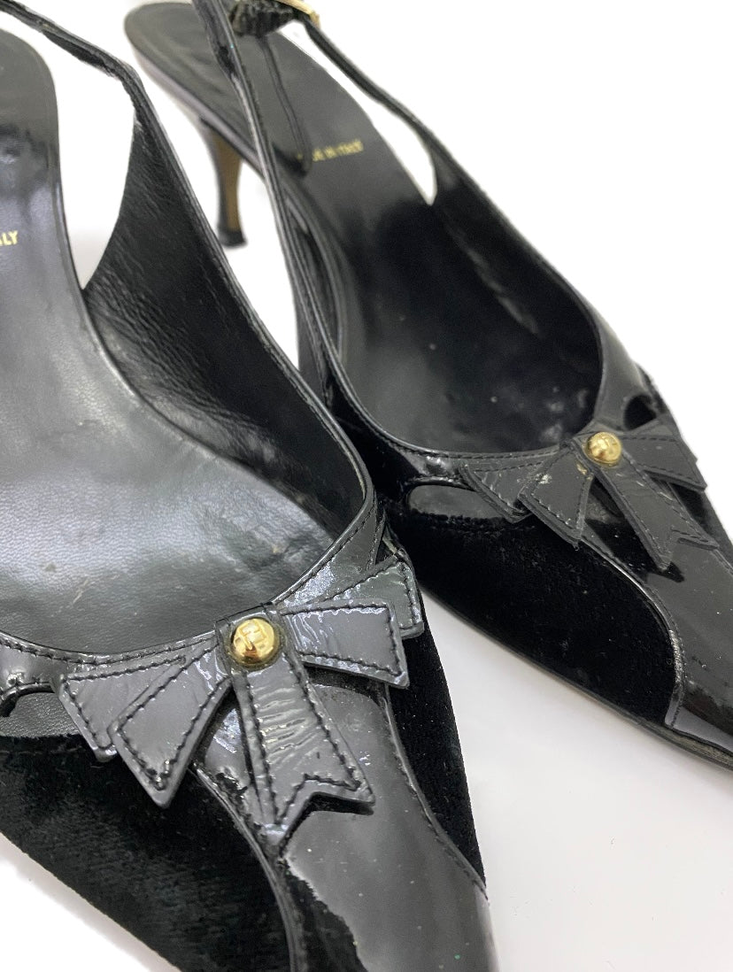 Fendi Zucca FF Logo Slingback Front Bow Heels
