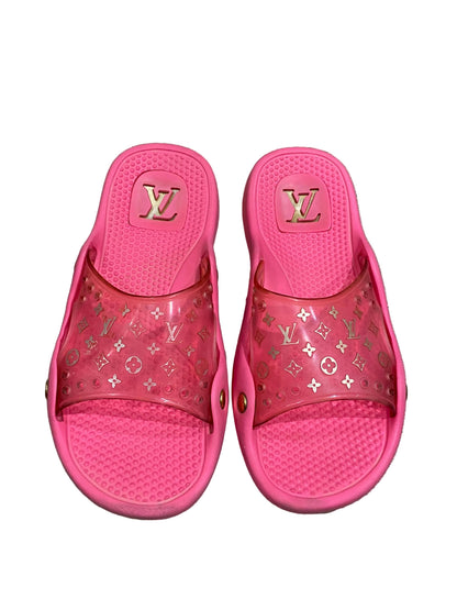 Louis Vuitton Hot Pink Pool Rubber Jelly Slides