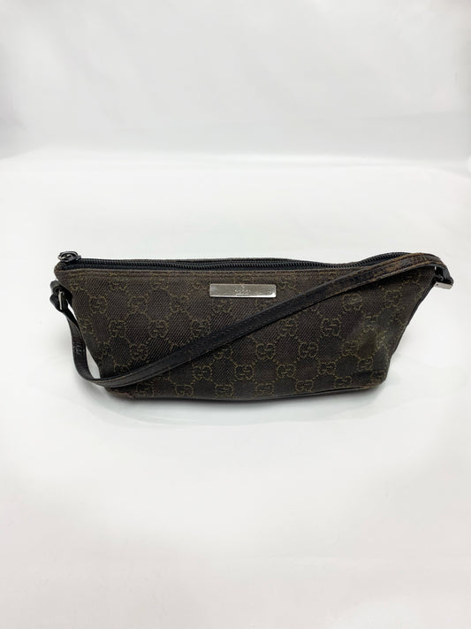 Gucci GG Monogram Dark Brown Demin Pochette Bag