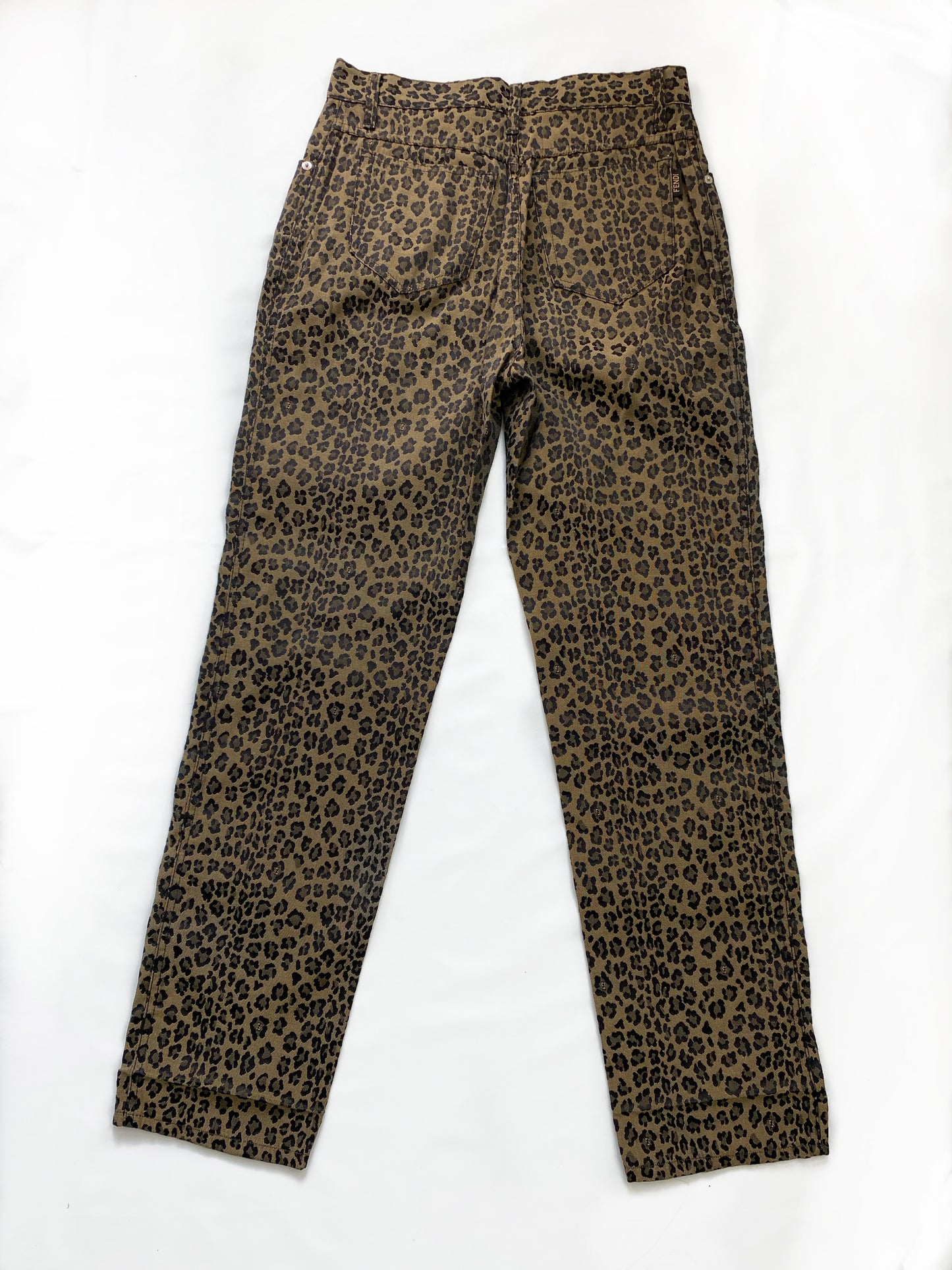 Fendi Brown Leopard Print Zucca FF Trousers