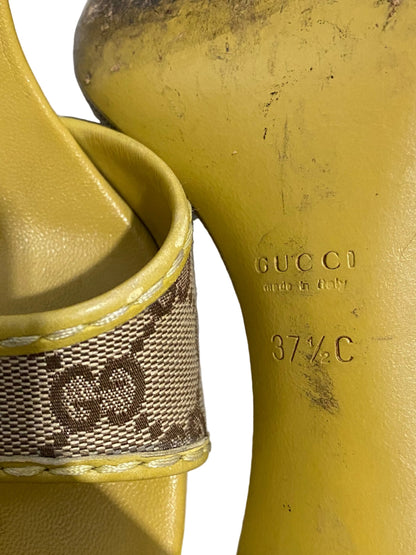 Gucci Mustard Yellow GG Monogram Mule Heels