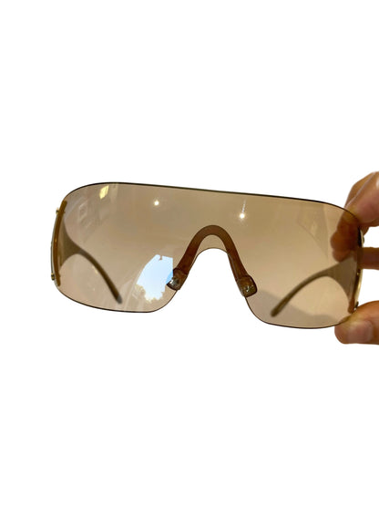 Dior Vintage Gold Ski 5 Wrap Around Sunglasses John Galliano