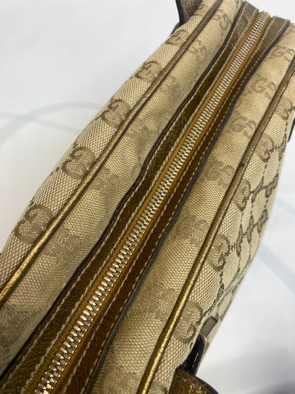 Gucci Gold Metallic Monogram Bow Princy Boston Bag
