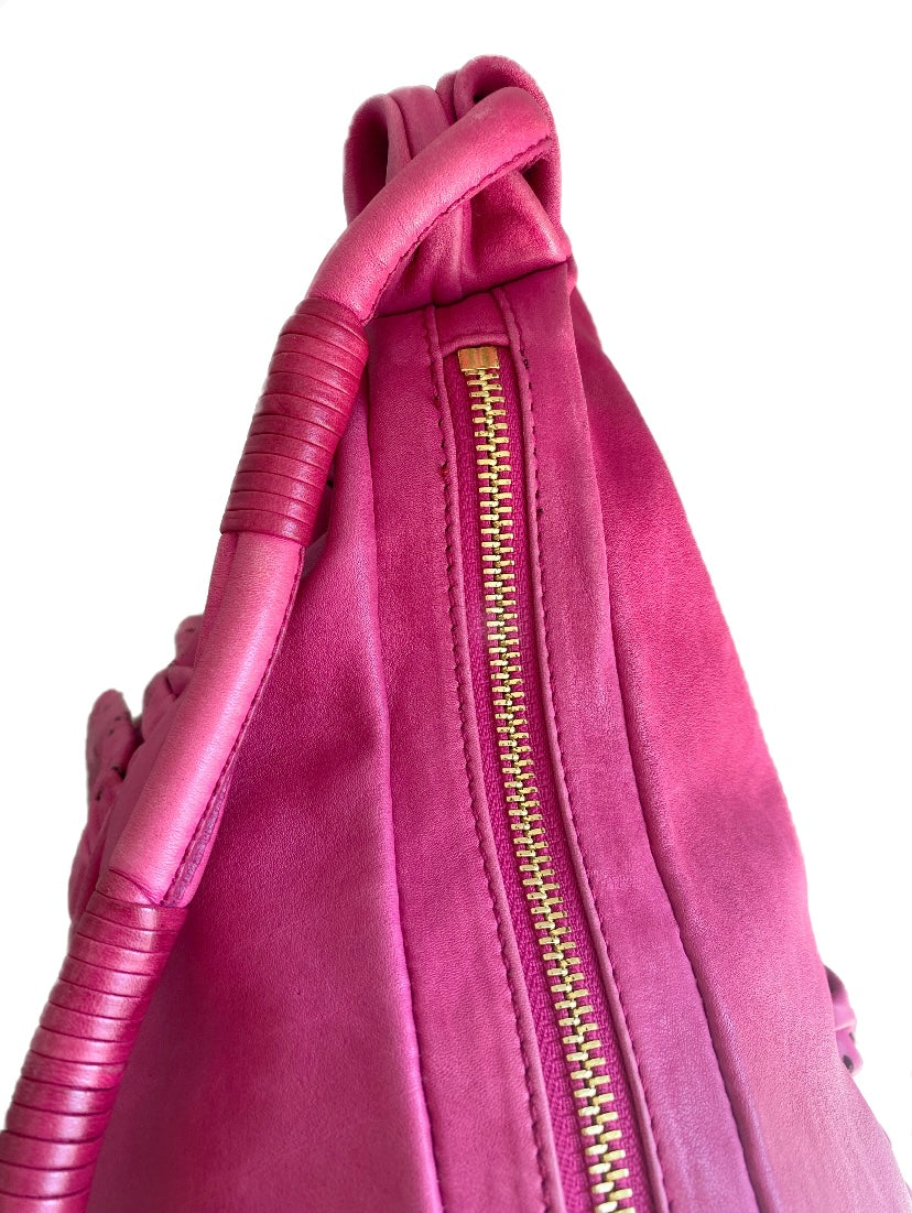 Christian Dior Hot Pink / Fuchsia Gypsy Ruffle Hobo Shoulder Bag