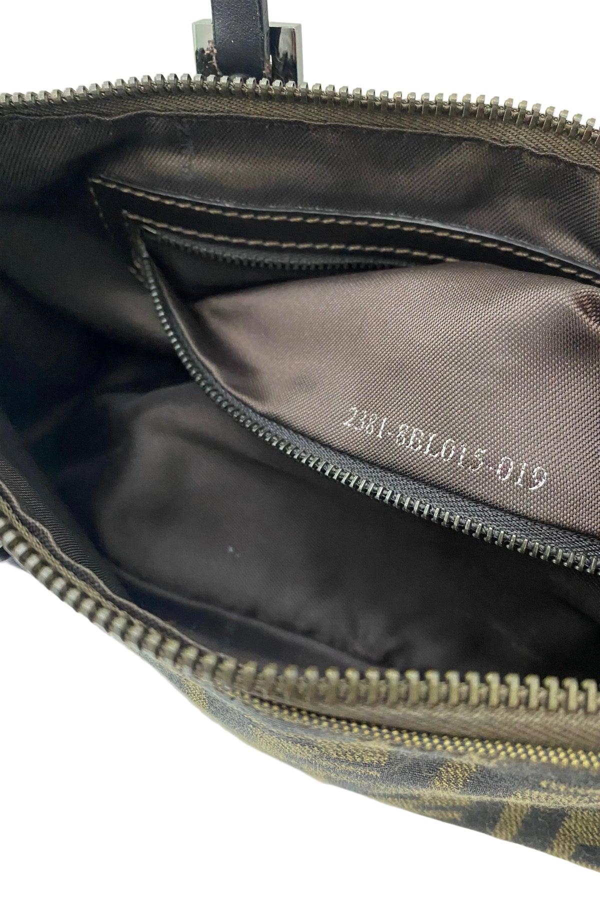 Fendi Zucchino Canvas Baguette Bag Brown / Black