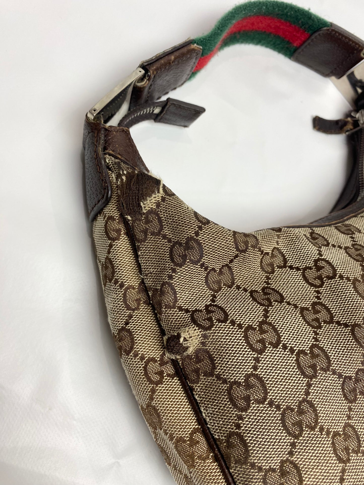 Gucci Brown Monogram Sherry Line Mini Hobo Bag