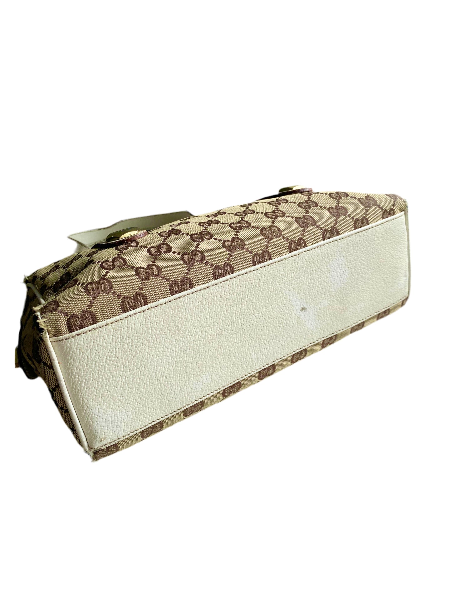 Gucci Vintage White/Beige GG Canvas Small Charmy Boston Bag