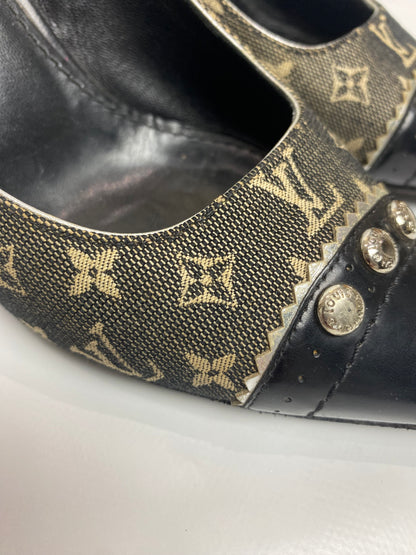 Louis Vuitton Grey Denim Monogram Heels