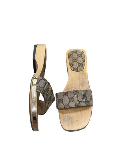 Gucci Brown GG Monogram Sandals