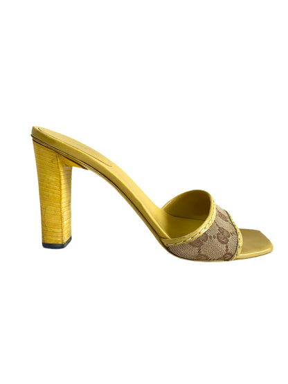 Gucci Mustard Yellow GG Monogram Mule Heels