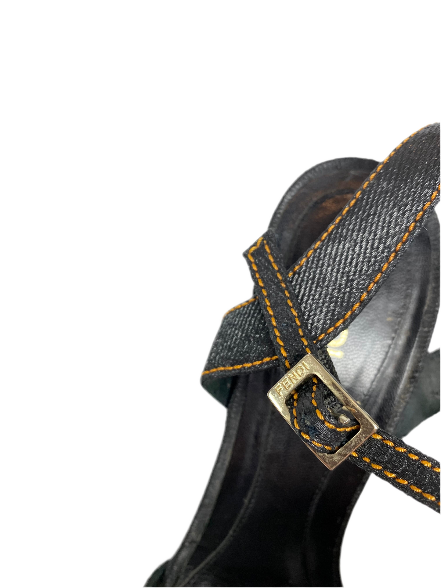 Fendi Leather Zucca Brown Heels