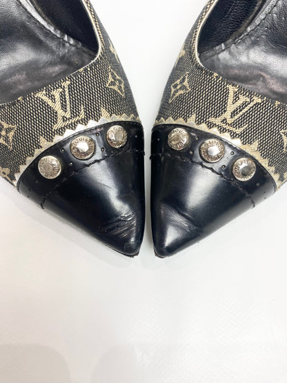 Louis Vuitton Grey Denim Monogram Heels