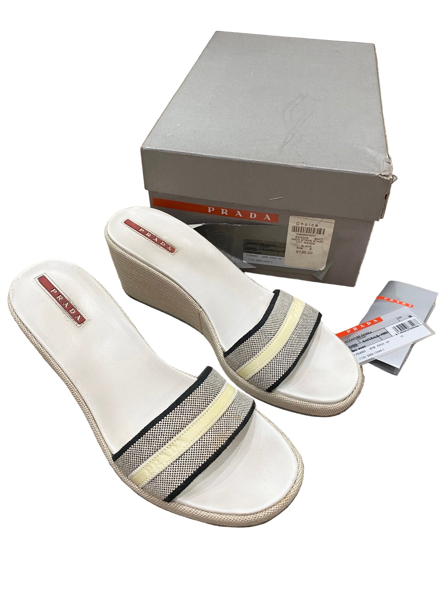 Prada Vintage Stripe Wedge Sandals