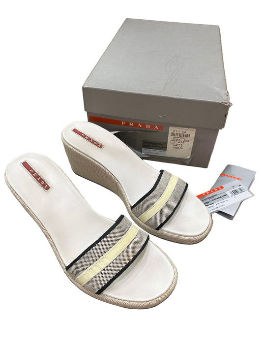 Prada Vintage Stripe Wedge Sandals