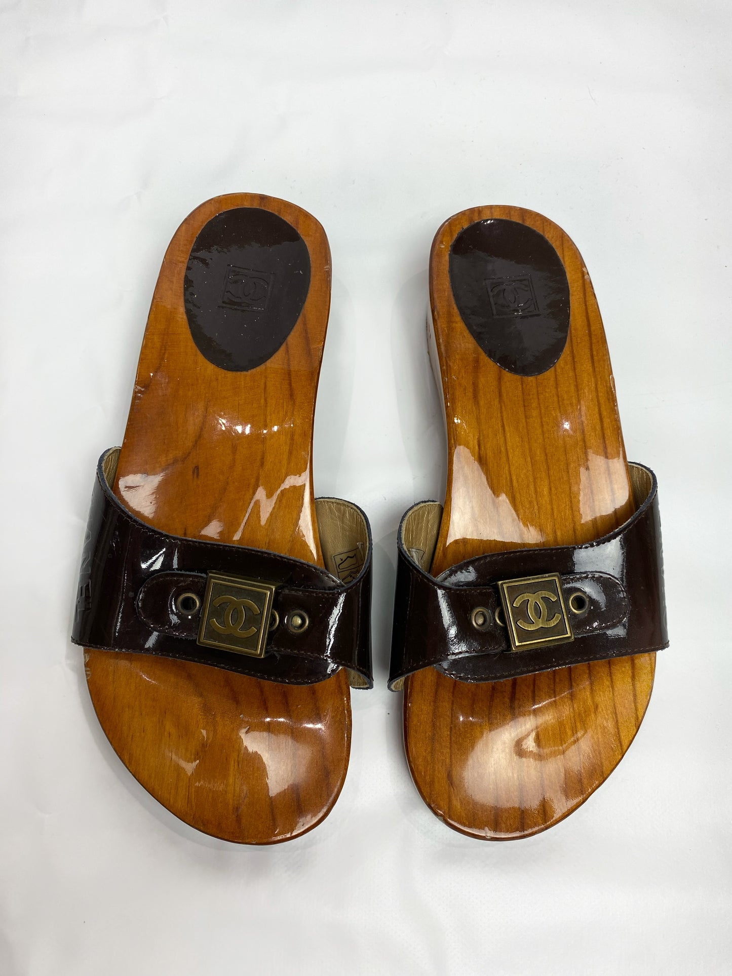 Chanel 90's Brown Wooden Clogs