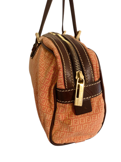 Fendi Zucchino Canvas Baguette Bag in Rose Pink