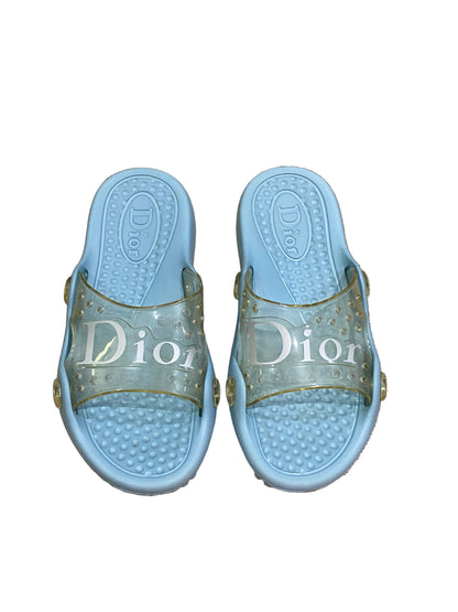 Dior Baby Blue Pool Rubber Jelly Slides