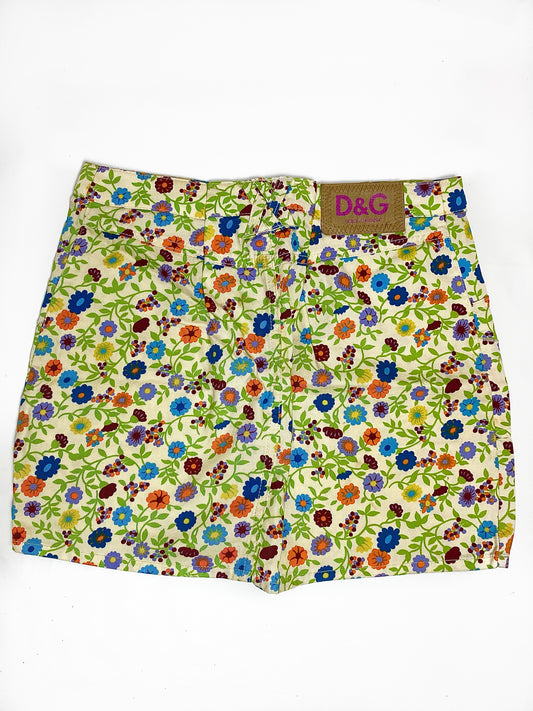 Dolce & Gabbana 00’s Green Floral Mini Skirt