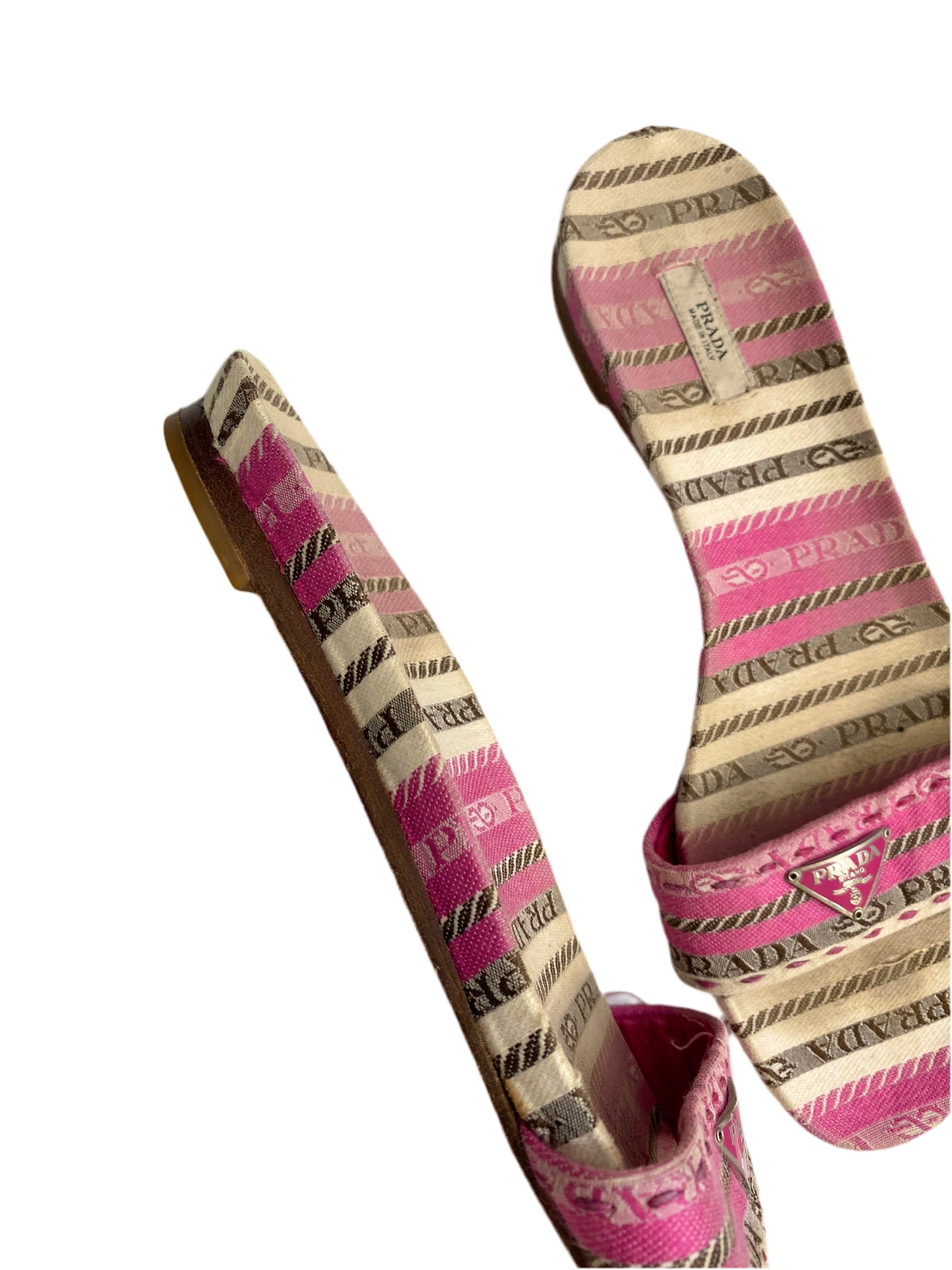 Prada Milano Pink Monogram Mule Sandal Flats