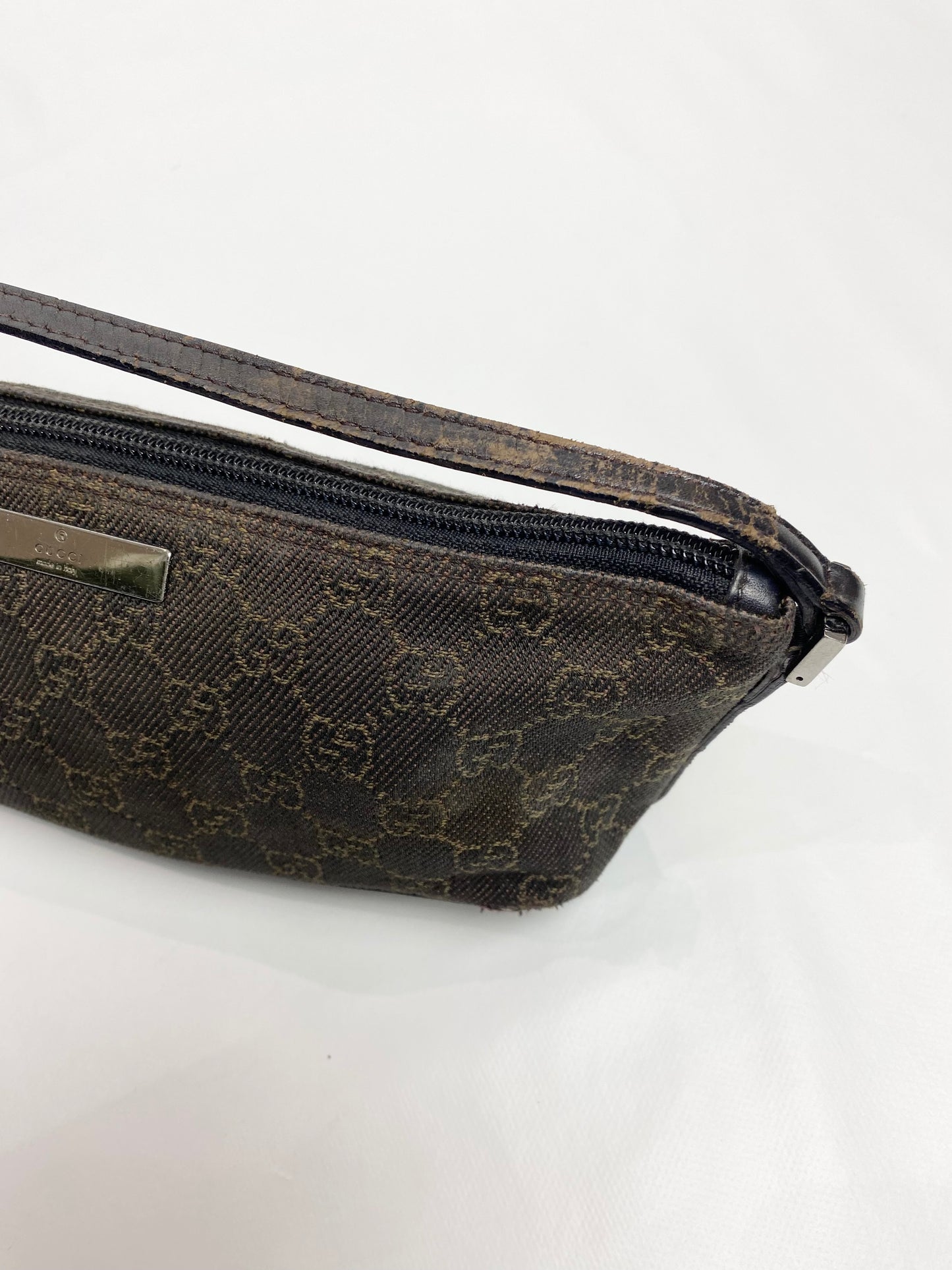 Gucci GG Monogram Dark Brown Demin Pochette Bag