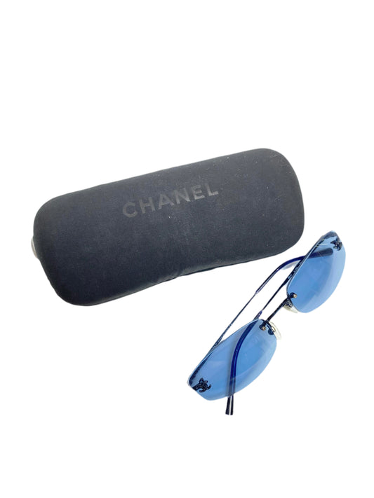 Chanel Vintage Dark Blue Rimless Sunglasses