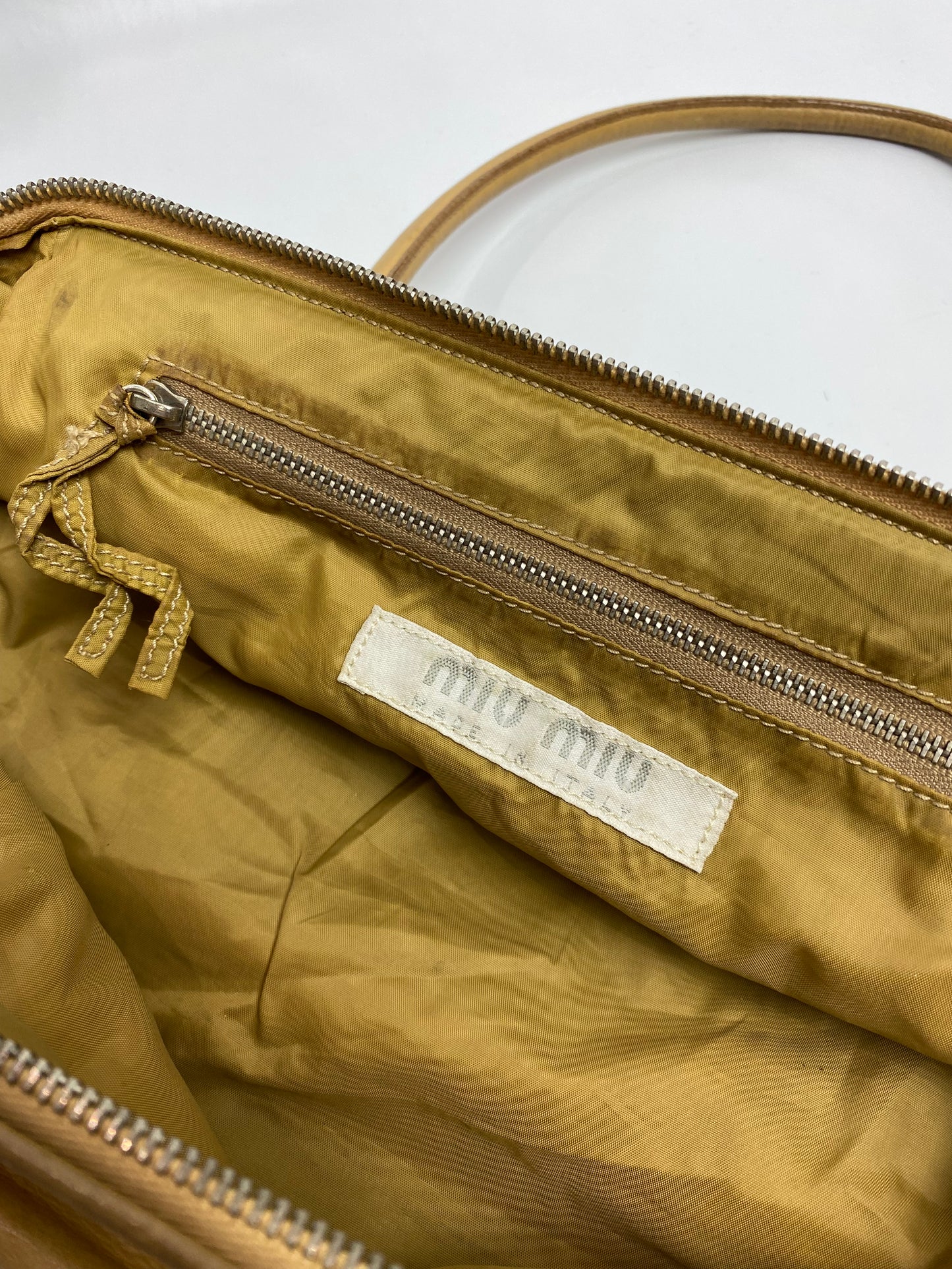 Miu Miu Camel Brown Calfskin Leather Shoulder Bag