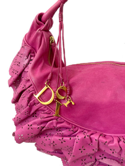 Christian Dior Hot Pink / Fuchsia Gypsy Ruffle Hobo Shoulder Bag